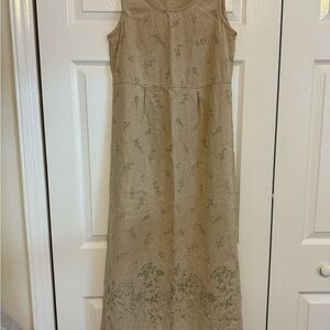 Chic Floral Beige Maxi Dress